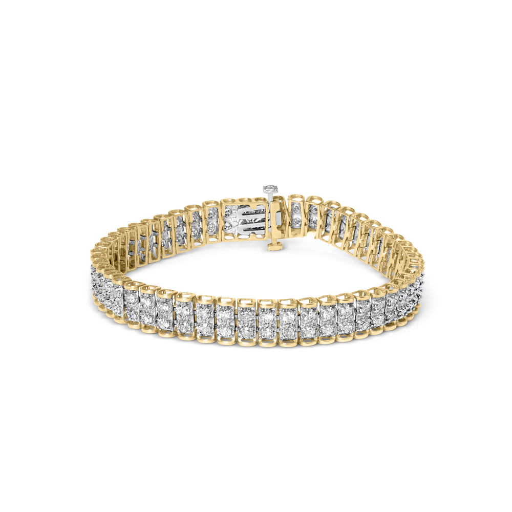 2 Micron 14KT Gold Plated Sterling Silver Diamond Tennis Link Bracelet (4